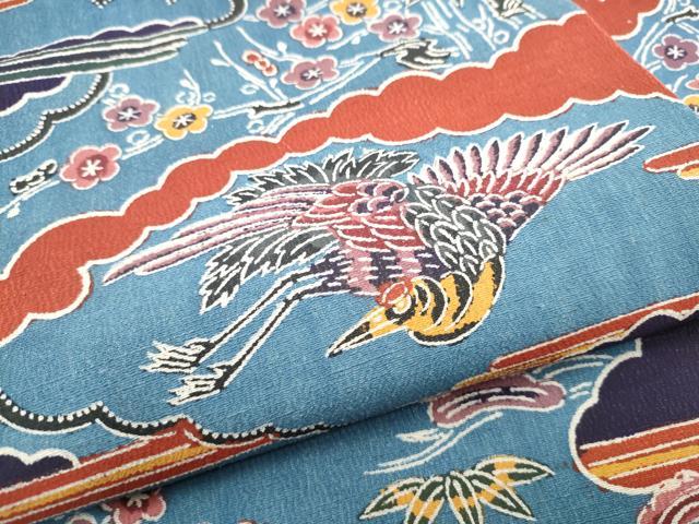 平和屋着物●九寸名古屋帯 型染め 鳳凰 松竹梅 正絹 逸品 CABD0432hy