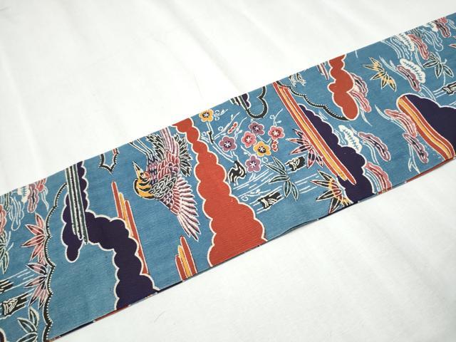 平和屋着物●九寸名古屋帯 型染め 鳳凰 松竹梅 正絹 逸品 CABD0432hy