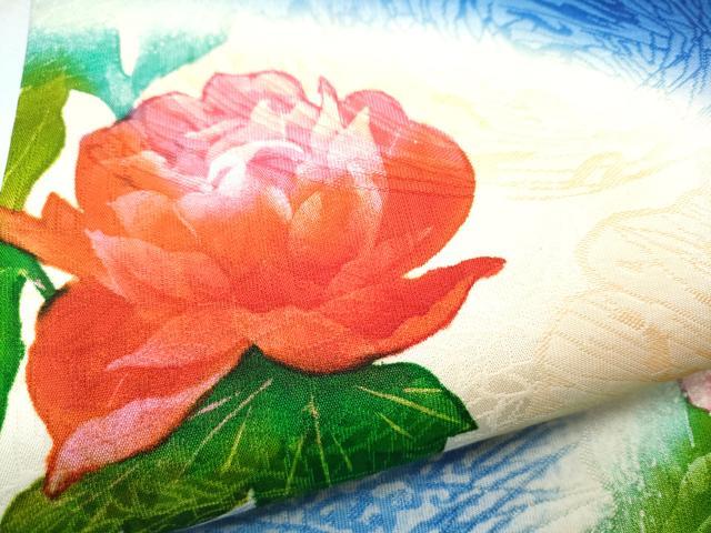 平和屋着物●九寸開き名古屋帯 枝牡丹 金銀彩 正絹 逸品 CABD0443hy