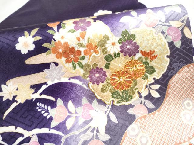 平和屋着物●九寸名古屋帯 駒刺繍 雪輪草花文 金彩 正絹 逸品 CABD0444hy