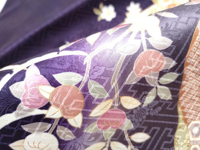 平和屋着物●九寸名古屋帯 駒刺繍 雪輪草花文 金彩 正絹 逸品 CABD0444hy