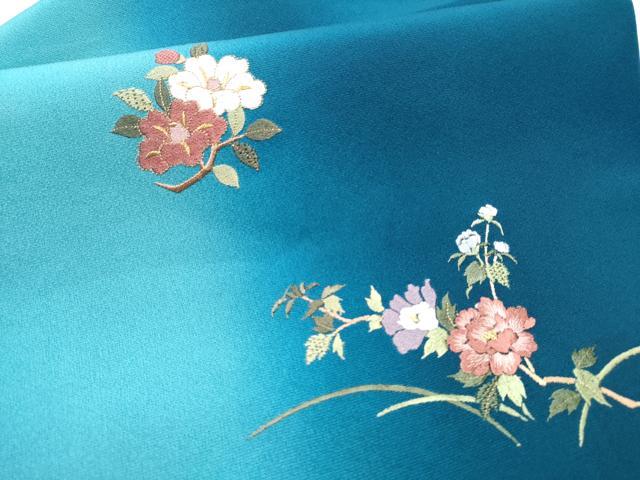 平和屋着物●九寸名古屋帯 総刺繍 枝花文 金糸 正絹 逸品 CABD0452hy
