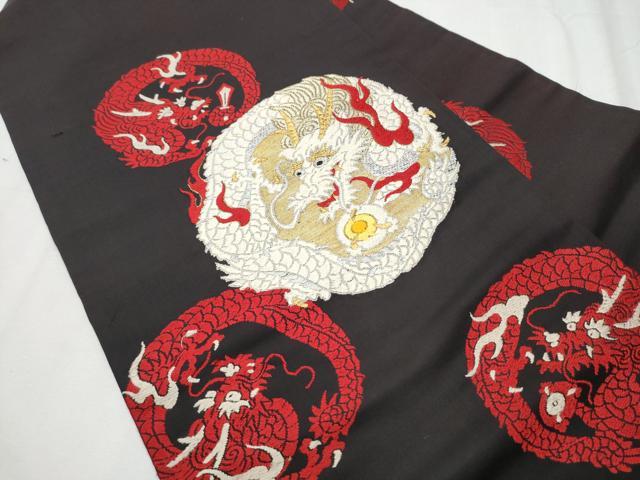 平和屋着物●アンティーク 大正ロマン 九寸名古屋帯 龍 金銀糸 正絹 逸品 CABD0459hy