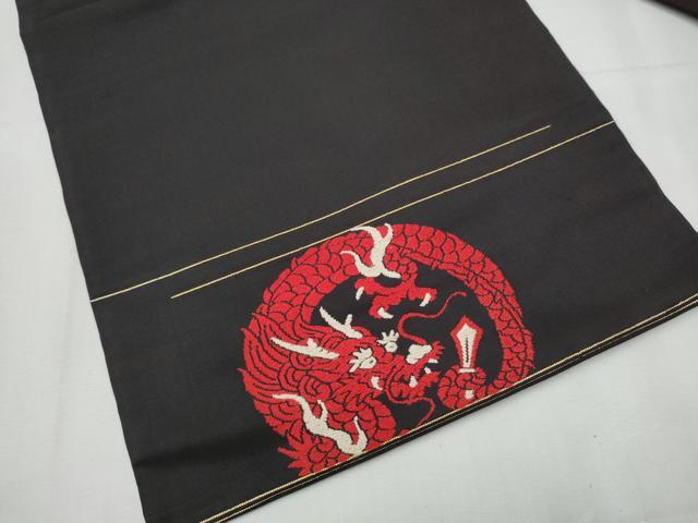 平和屋着物●アンティーク 大正ロマン 九寸名古屋帯 龍 金銀糸 正絹 逸品 CABD0459hy