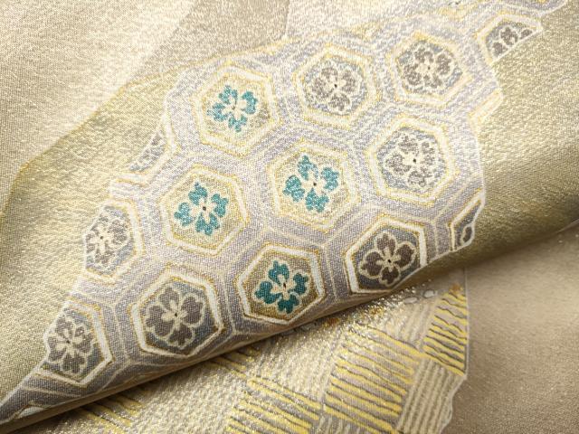 平和屋着物●ワンタッチつけ帯 道長吉祥文 金糸 正絹 逸品 CABD0496hy