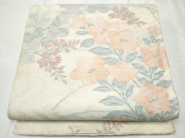 平和屋着物▽六通柄袋帯 スリーシーズン 春夏秋 櫛織 桔梗文 正絹 逸品 CABD0510hy