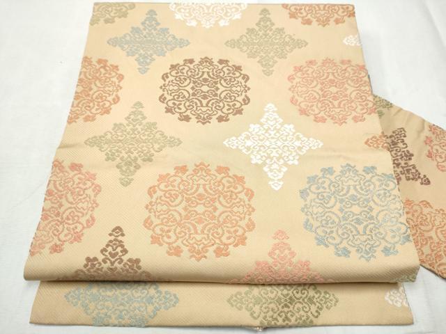 平和屋着物●九寸名古屋帯 唐織 花唐草文 正絹 逸品 CABD0569hy