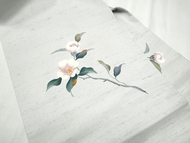 平和屋着物●九寸名古屋帯 友禅 白山紬 枝椿 正絹 逸品 CABD0571hy
