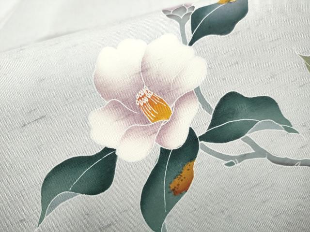 平和屋着物●九寸名古屋帯 友禅 白山紬 枝椿 正絹 逸品 CABD0571hy