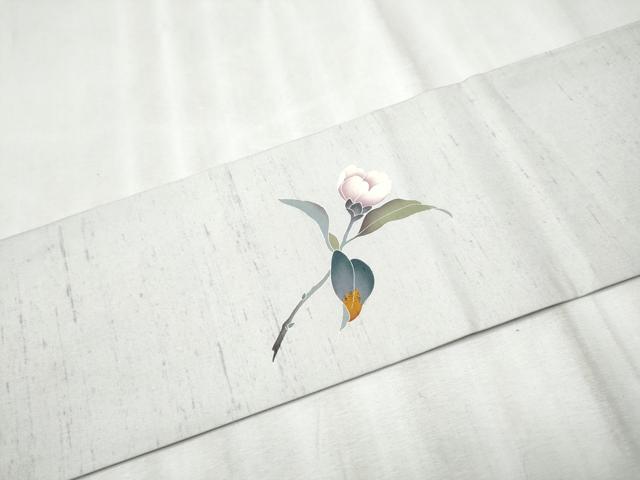 平和屋着物●九寸名古屋帯 友禅 白山紬 枝椿 正絹 逸品 CABD0571hy
