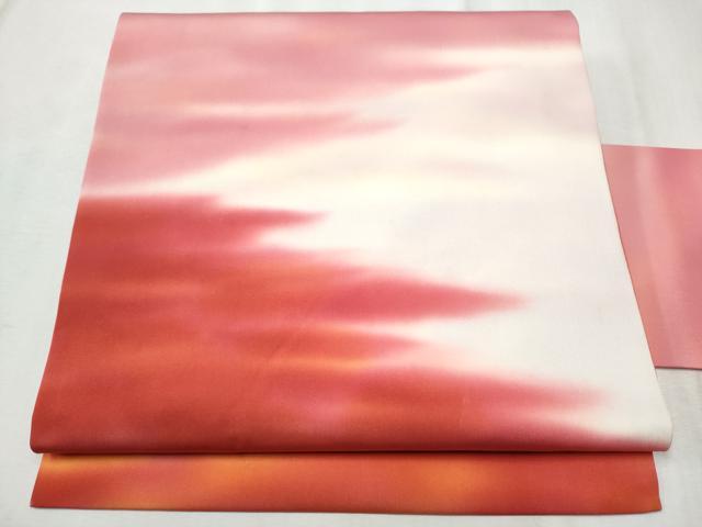 平和屋着物●虹色創家 本郷大田子 塩瀬 九寸名古屋帯 霞文 正絹 逸品 CABD0581hy