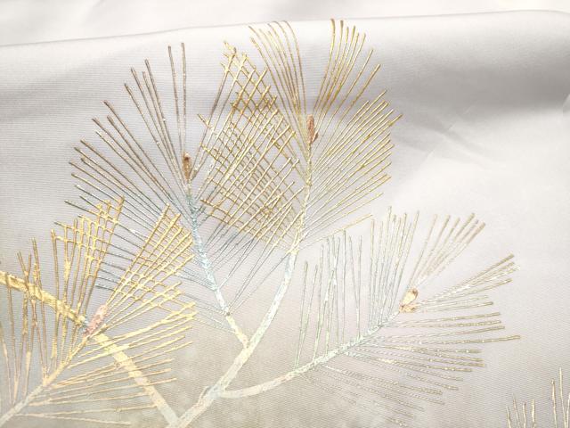 平和屋着物●金彩友禅 卓越技能者・名工・和田光正 全通柄 九寸名古屋帯 枝松葉文 金彩 正絹 逸品 CABD0593hy
