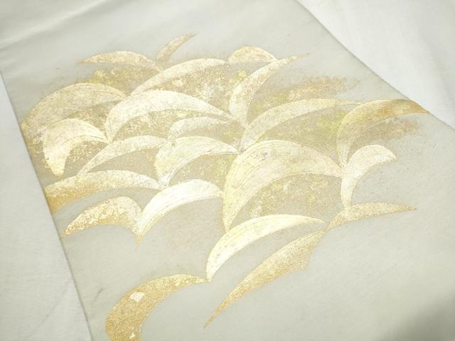 平和屋着物●爪掻き本綴れ 太鼓柄袋帯 舞葉文 金彩 正絹 逸品 CABD0638hy