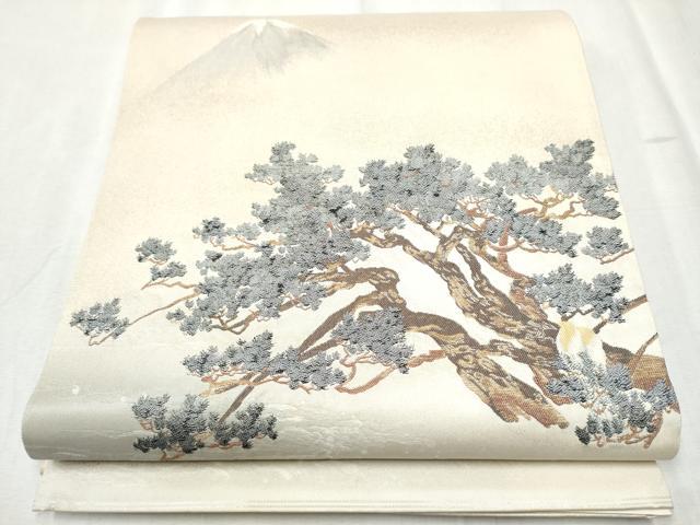 平和屋着物●近代日本画の巨匠 横山大観 じゅらく謹製 太鼓柄袋帯 羽衣 金糸 正絹 逸品 CABD0644hy