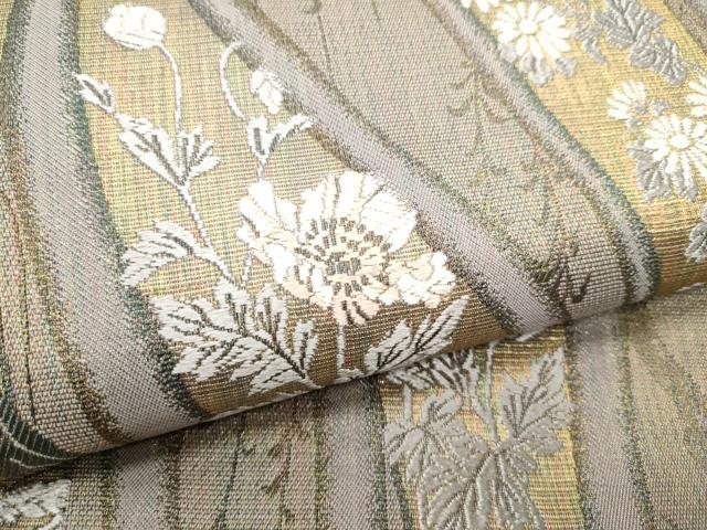 平和屋着物●六通柄袋帯 唐織 枝花文 金糸 正絹 逸品 CABD0649hy