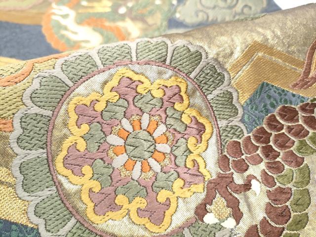 平和屋着物●六通柄袋帯 雲龍 金糸 正絹 逸品 CABD0659hy