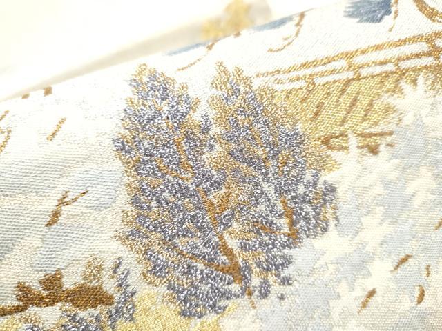 平和屋着物●太鼓柄袋帯 綴れ 風景松文 金銀糸 正絹 逸品 CABD0662hy