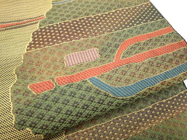 平和屋着物●本場筑前博多織 八寸名古屋帯 幾何学文様 正絹 逸品 CABD0674hy
