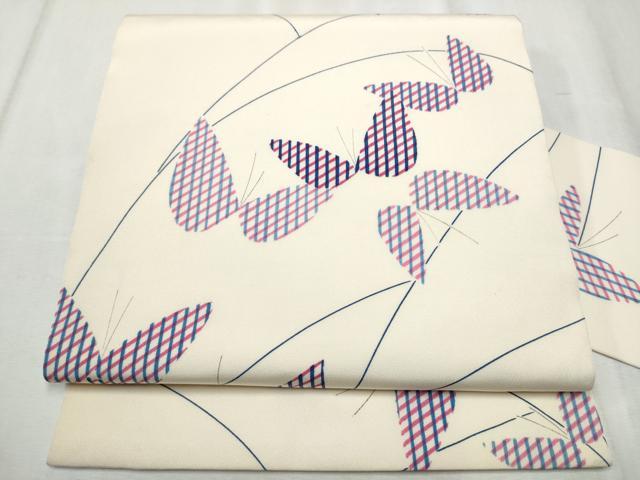 平和屋着物○九寸名古屋帯 舞蝶文 正絹 逸品 CABD0691hy