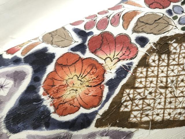 平和屋着物●九寸名古屋帯 髭紬 辻が花 正絹 逸品 CABD0700hy