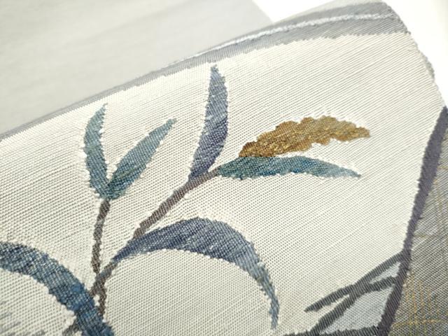 平和屋着物●八寸名古屋帯 すくい織 枝葉文 やまと誂製 正絹 逸品 CABD0728hy