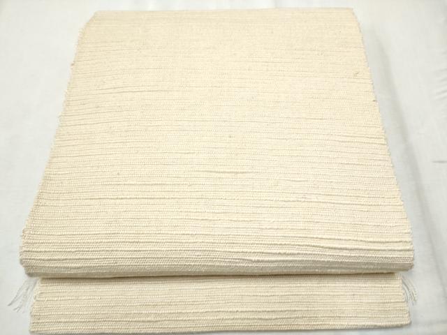 平和屋着物●信州紬 八寸名古屋帯 薄卵色 正絹 逸品 CABD0746hy