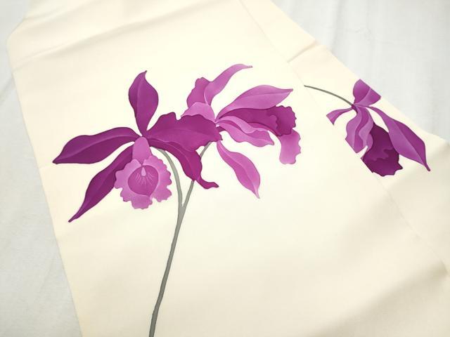 平和屋着物●塩瀬 九寸名古屋帯 ろうけつ染 枝花文 正絹 逸品 CABD0766hy