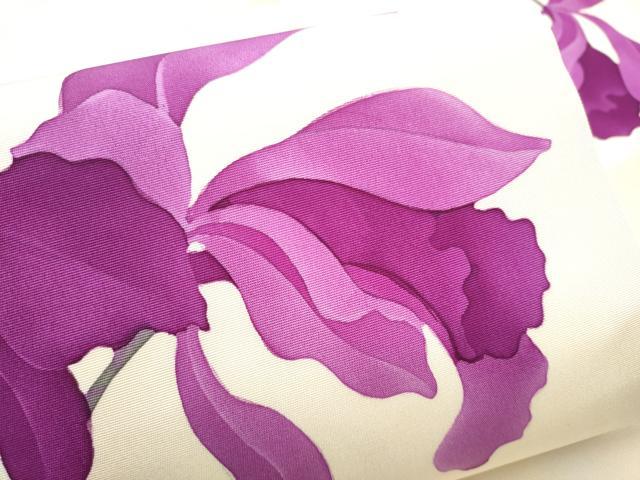 平和屋着物●塩瀬 九寸名古屋帯 ろうけつ染 枝花文 正絹 逸品 CABD0766hy