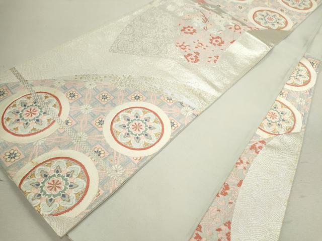 平和屋着物◎六通柄袋帯 唐織 正倉院花鳥丸文 金銀糸 正絹 逸品 CABD0865ze