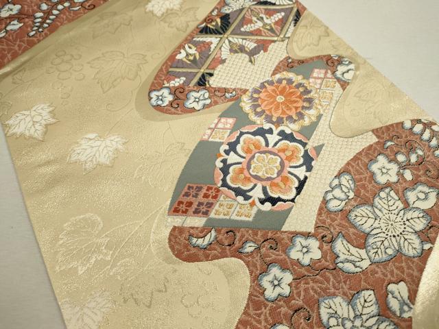 平和屋着物◎六通柄袋帯 唐織 辻が花 九百錦 金糸 正絹 逸品 CABD0869ze