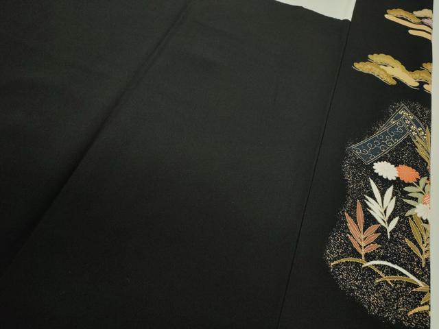 平和屋着物■豪華黒留袖 駒刺繍 松竹梅飛鶴文 金彩 正絹 逸品 CABD0951ze