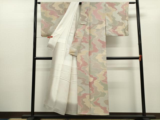 平和屋着物▼上質な小紋 地紋起こし 吉祥文 正絹 逸品 CABD0962ze