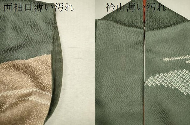 平和屋着物■訪問着 絞り 刺繍 草花文 金彩 正絹 逸品 CABD1031ze