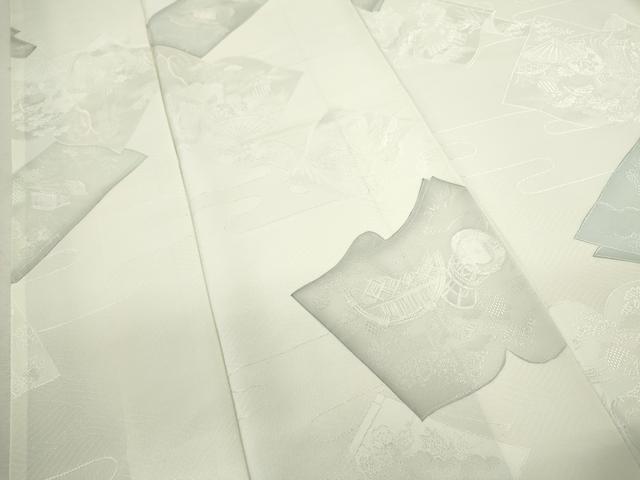 平和屋着物▼上質な小紋 地紋起こし 冊子風景花文 暈し染め 正絹 逸品 CABD1196ze