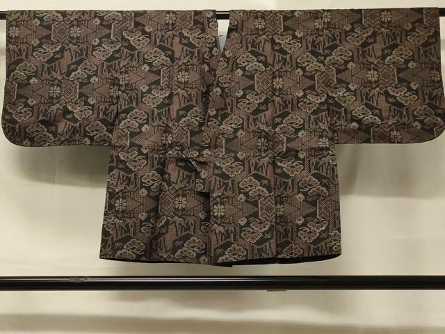 平和屋着物＃本場大島紬 道中着 7マルキ 亀甲笹松文 正絹 逸品 CABD1287in