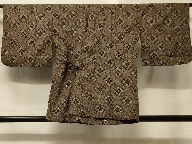 平和屋着物∞本場大島紬 道中着 龍郷絣 花菱文 正絹 逸品 CABD1295in
