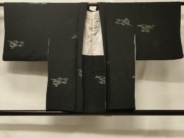 平和屋着物#羽織 寿光織 枝松文 黒地 金銀糸 正絹 逸品 CABD1321in