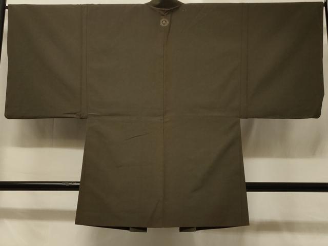 平和屋着物#男性 長羽織 紬地 藍媚茶色 正絹 逸品 CABD1341in