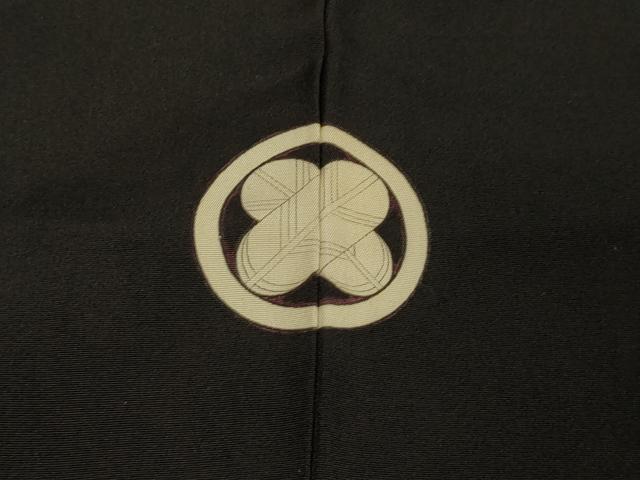 平和屋着物#男性 長羽織 黒紋付き 単衣 正絹 逸品 CABD1350in