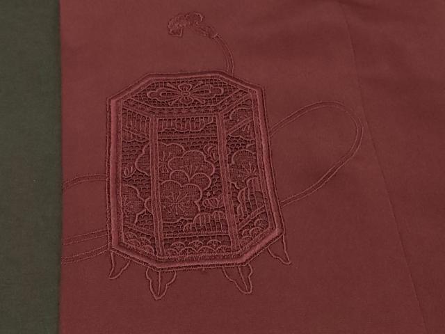 平和屋着物#道行コート 総刺繍 貝桶草花地紋 紫鳶色 正絹 逸品 CABD1417in