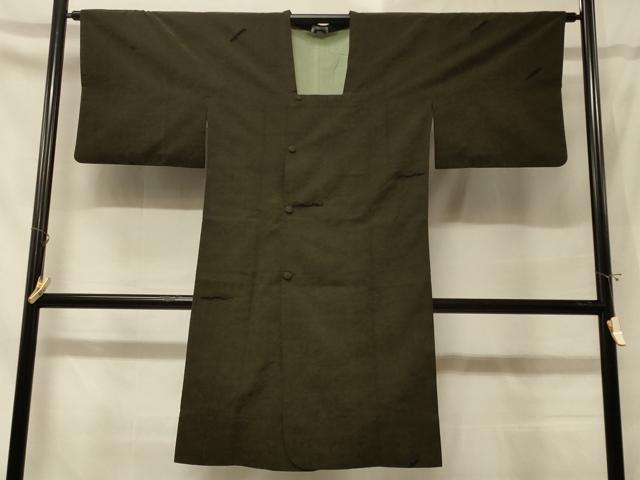 平和屋着物#道行コート 輪奈ビロード 風景地紋 媚茶色 ロング丈 正絹 逸品 CABD1550in