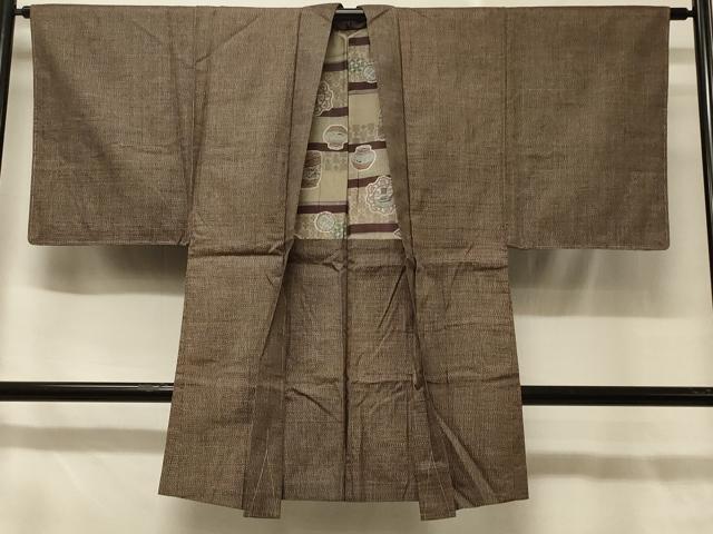 平和屋着物#男性 本場大島紬 長羽織 格子柄 正絹 逸品 未使用 CABD1579in