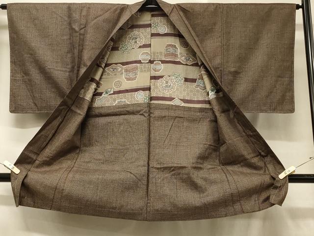 平和屋着物#男性 本場大島紬 長羽織 格子柄 正絹 逸品 未使用 CABD1579in