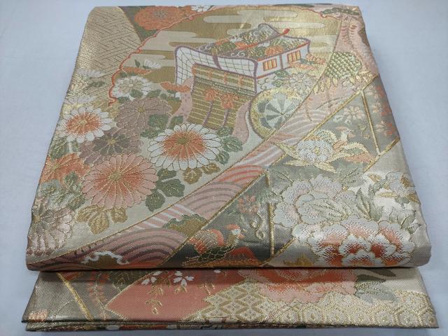 平和屋着物◎佐賀錦 六通柄袋帯 花乃舞 金糸 正絹 逸品 CABD1611ha