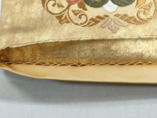 平和屋着物◎六通柄袋帯 唐織 献華円舞文 金糸 正絹 逸品 CABD1640ha