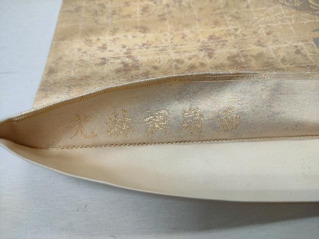 平和屋着物◎六通柄袋帯 光琳調扇面 金糸 正絹 逸品 CABD1657ha