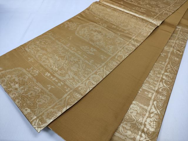 平和屋着物◎六通柄袋帯 更紗花唐草文 金糸 正絹 逸品 CABD1688ha