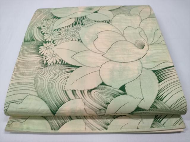 平和屋着物◎六通柄袋帯 流水花文 正絹 逸品 CABD1710ha