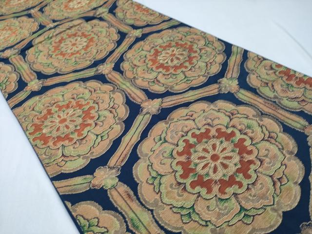 平和屋着物◎六通柄袋帯 亀甲花文 金糸 正絹 逸品 CABD1714ha
