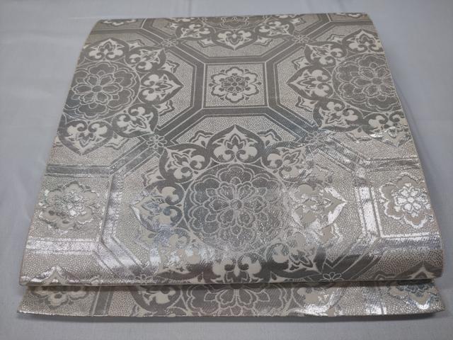 平和屋着物◎六通柄袋帯 蜀江八綾文 銀糸 やまとオリジナル 正絹 逸品 CABD1720ha